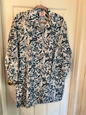 Victoria Dunn Floral Mini Dress in Blue & White